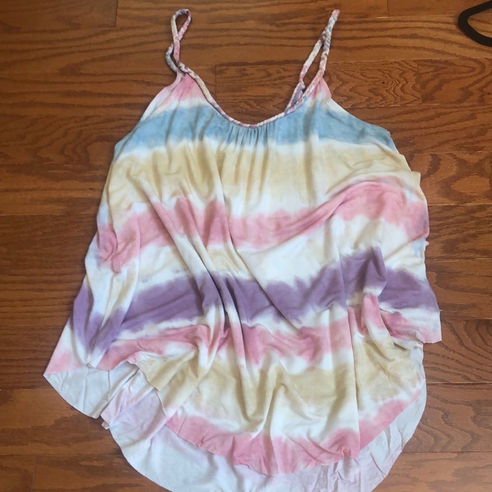 Braided Strap Tye Dye Watercolor Pastel Tank